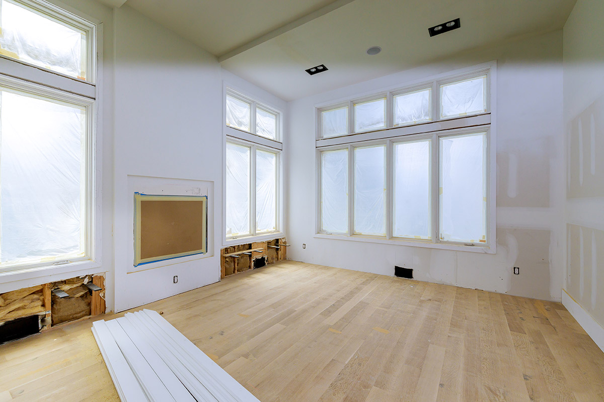 Family room under construction